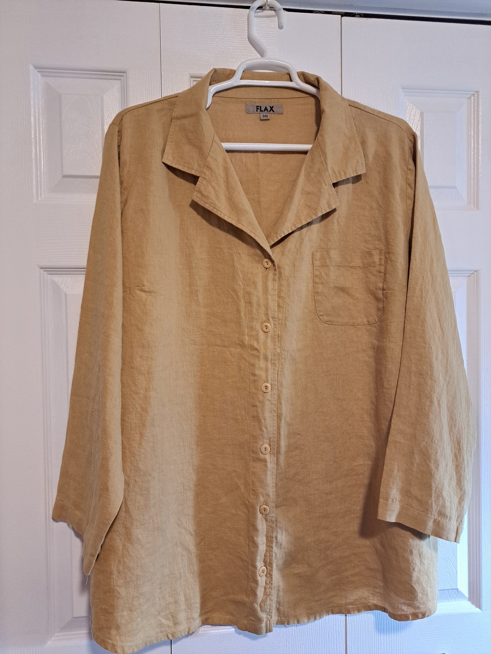 FLAX Linen Button-Up Shirt Jacket in Mustard NWOT